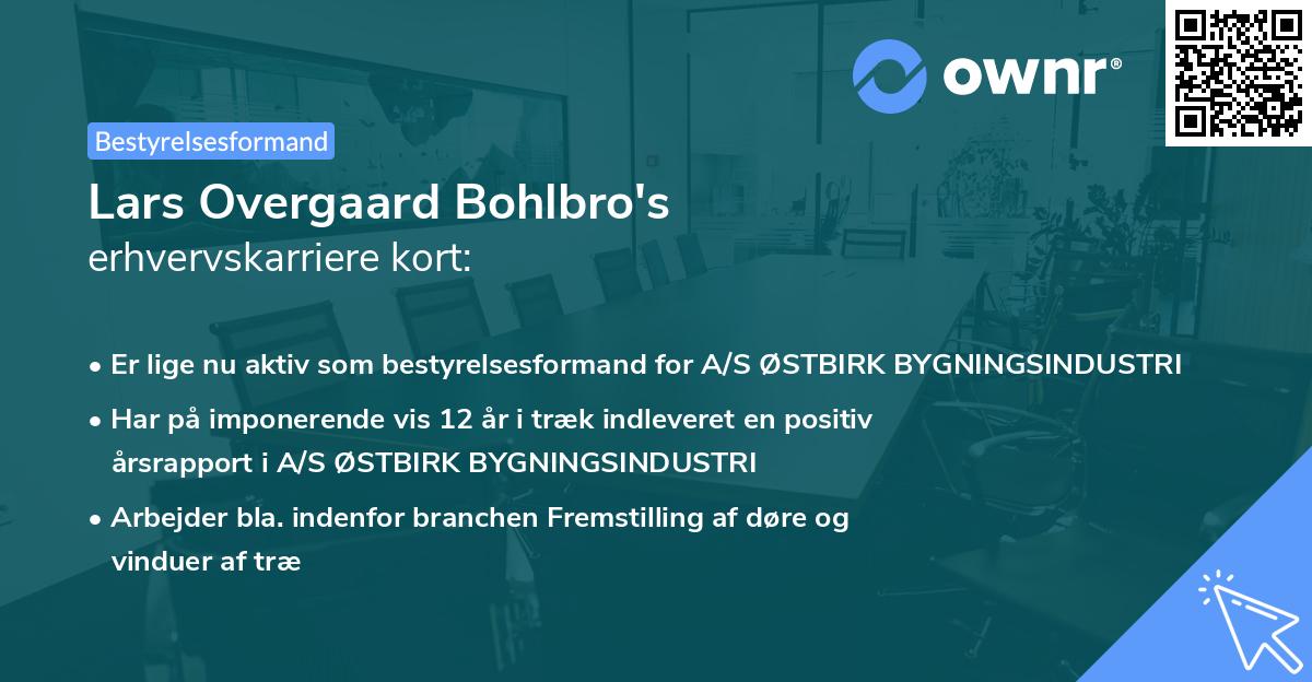 Lars Overgaard Bohlbro's erhvervskarriere kort