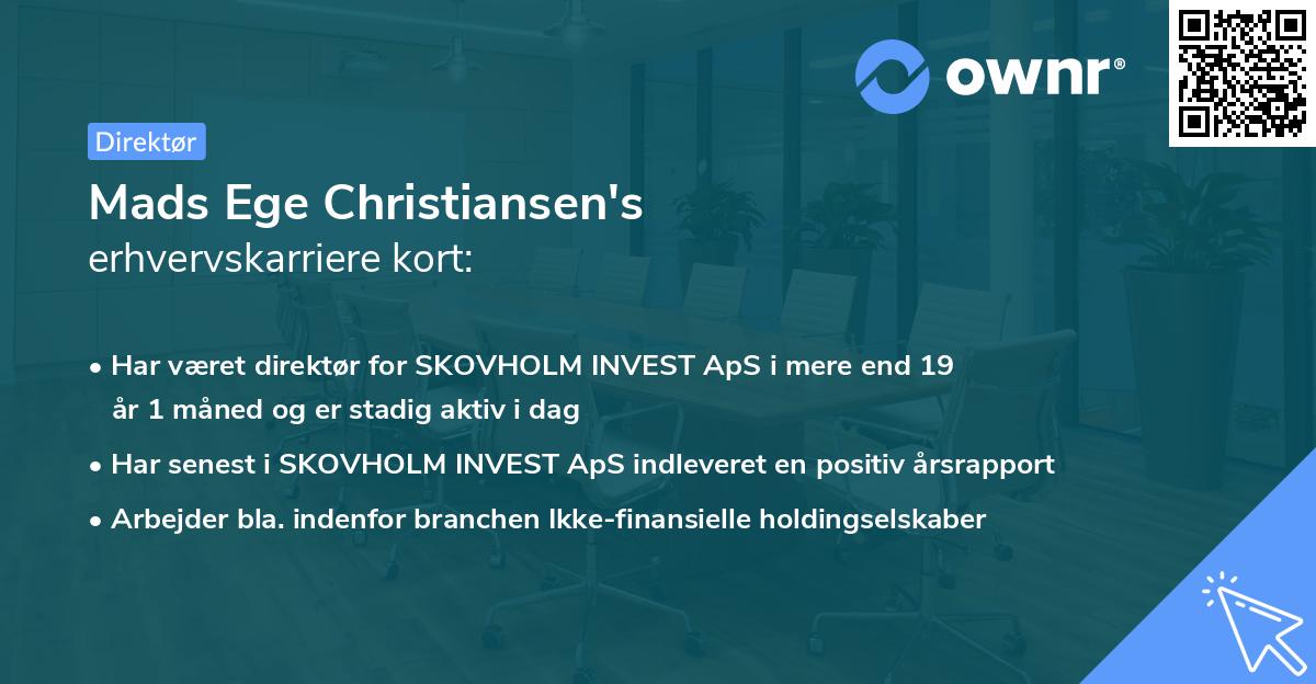 Mads Ege Christiansen's erhvervskarriere kort