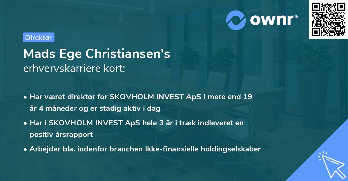 Mads Ege Christiansen's erhvervskarriere kort