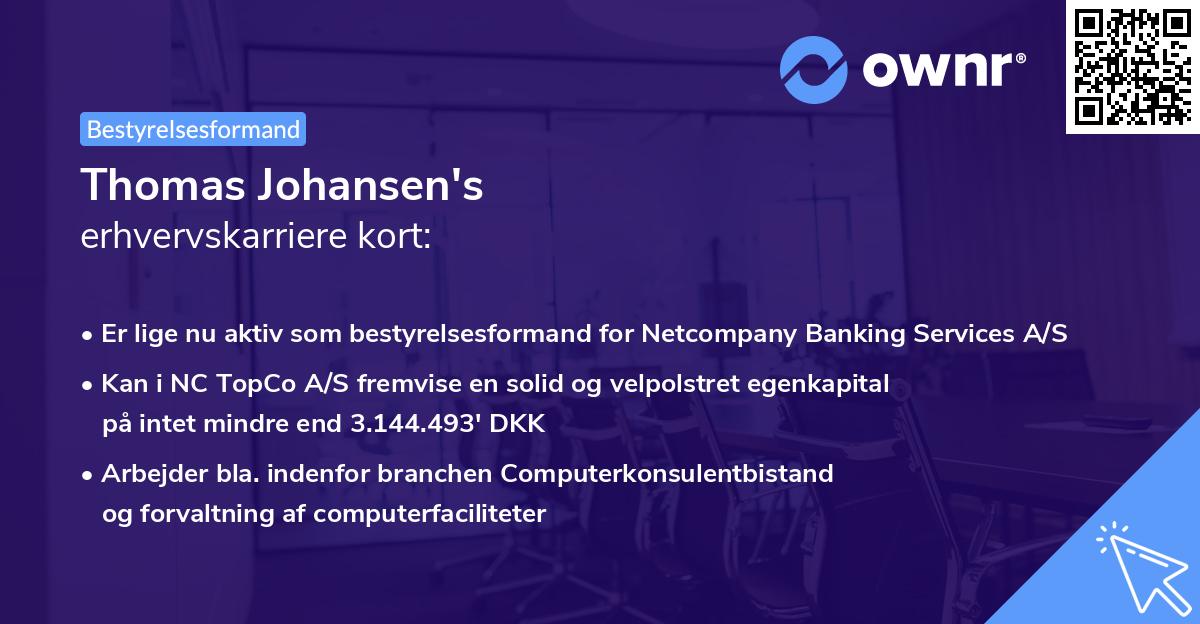Thomas Johansen's erhvervskarriere kort