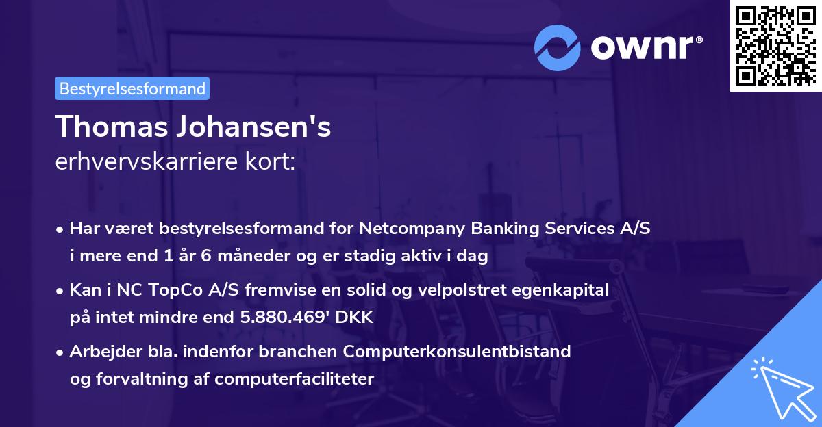 Thomas Johansen's erhvervskarriere kort