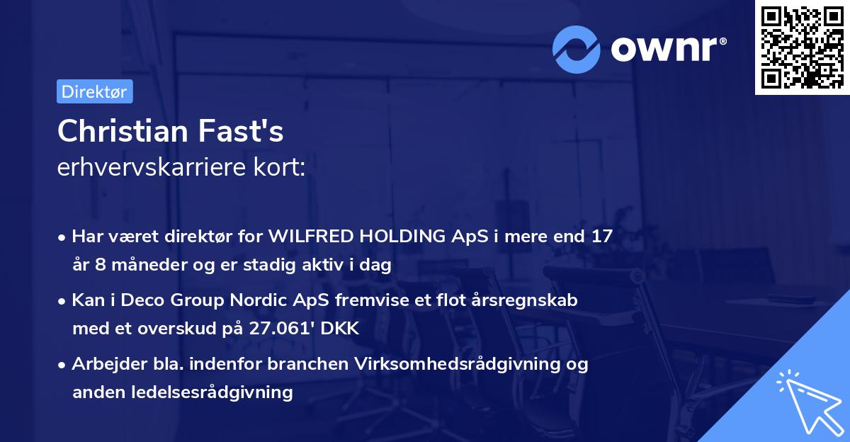 Christian Fast's erhvervskarriere kort