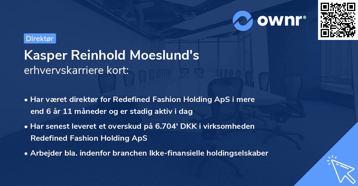 Kasper Reinhold Moeslund's erhvervskarriere kort