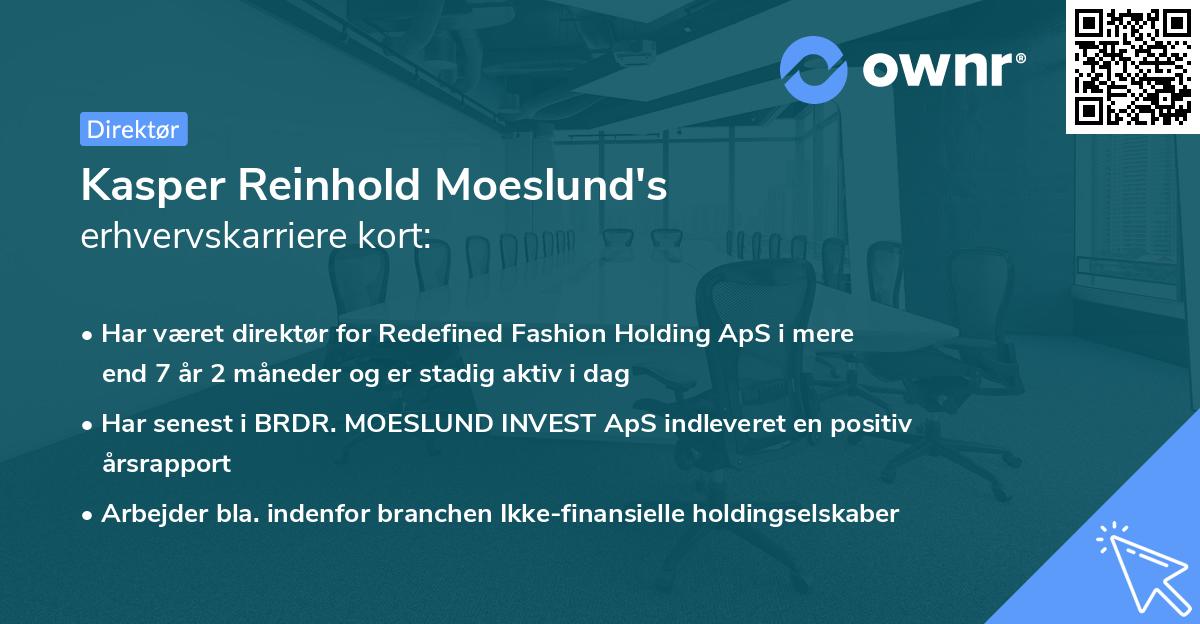 Kasper Reinhold Moeslund's erhvervskarriere kort