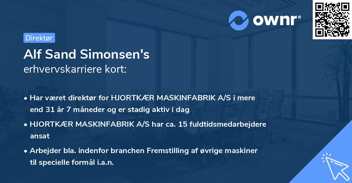 Alf Sand Simonsen's erhvervskarriere kort