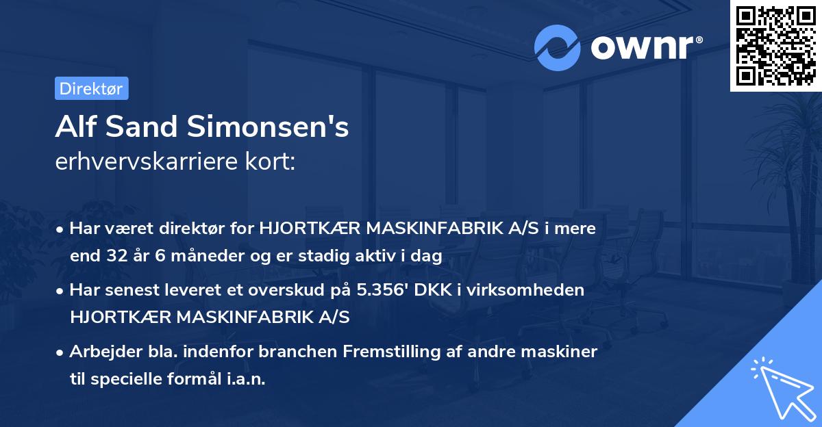 Alf Sand Simonsen's erhvervskarriere kort
