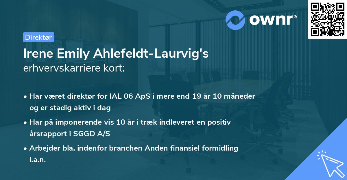 Irene Emily Ahlefeldt-Laurvig's erhvervskarriere kort