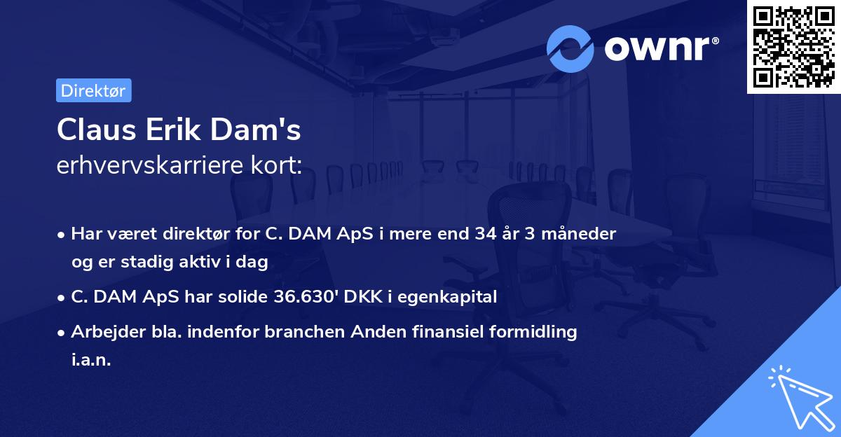 Claus Erik Dam's erhvervskarriere kort