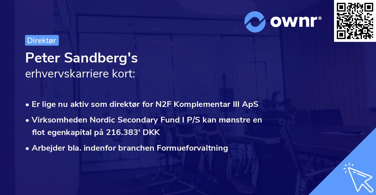 Peter Sandberg's erhvervskarriere kort