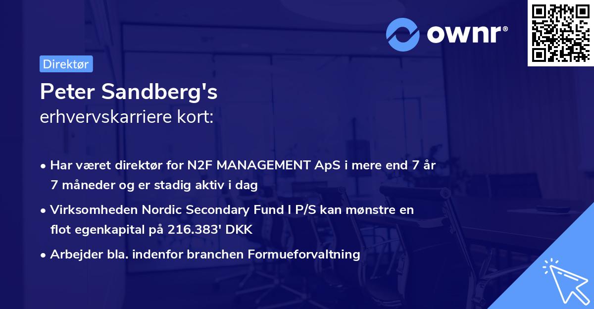 Peter Sandberg's erhvervskarriere kort