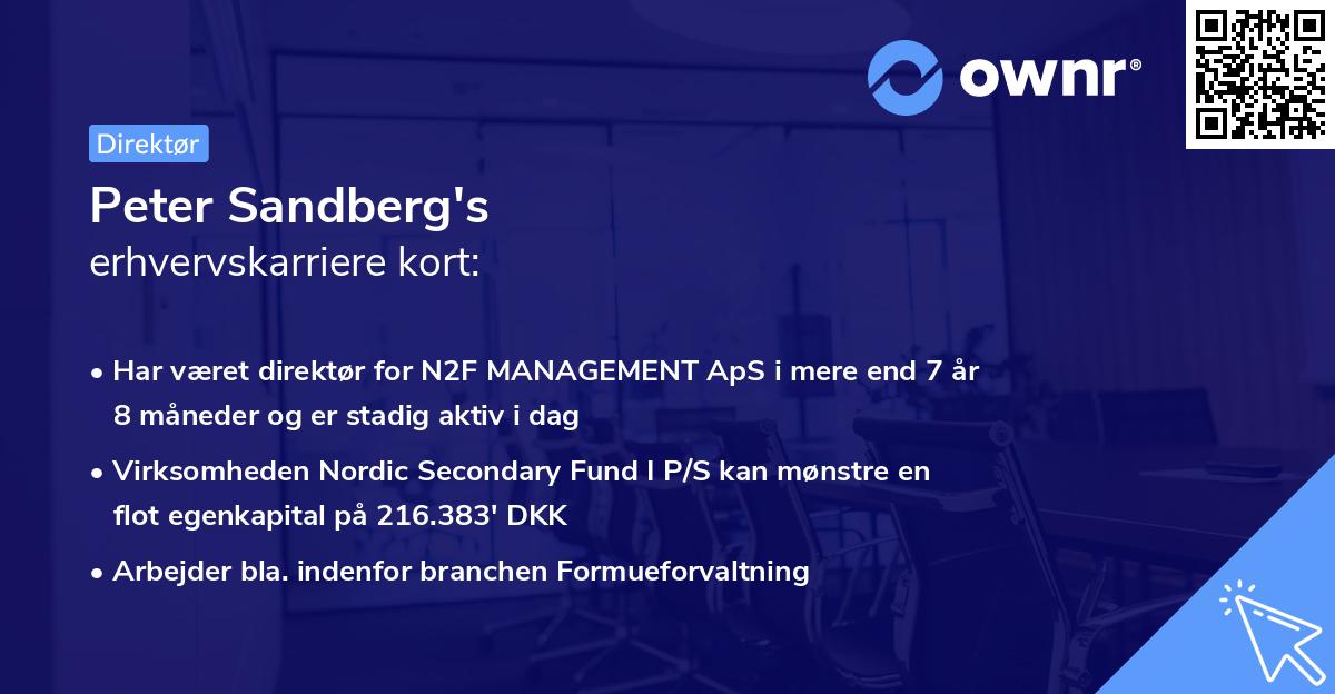 Peter Sandberg's erhvervskarriere kort