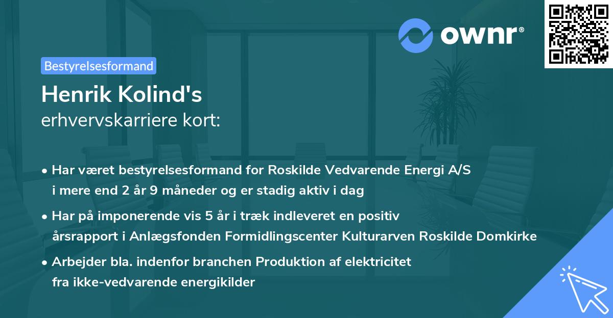 Henrik Kolind's erhvervskarriere kort