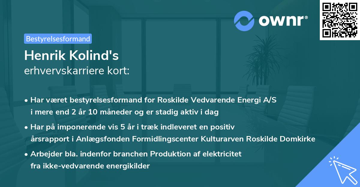 Henrik Kolind's erhvervskarriere kort