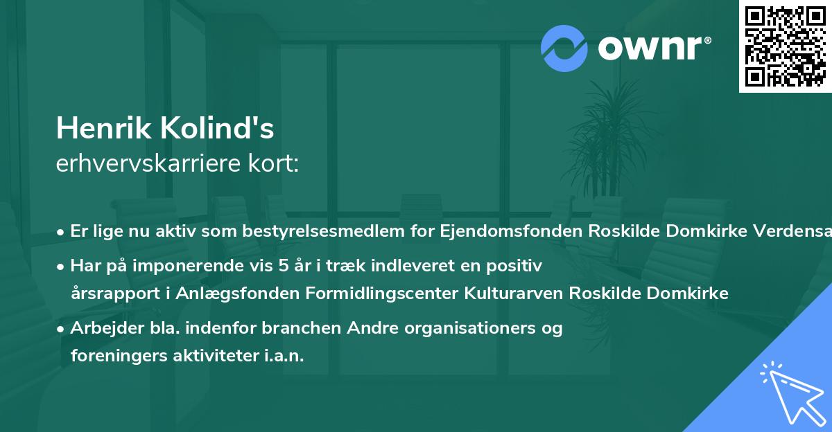 Henrik Kolind's erhvervskarriere kort