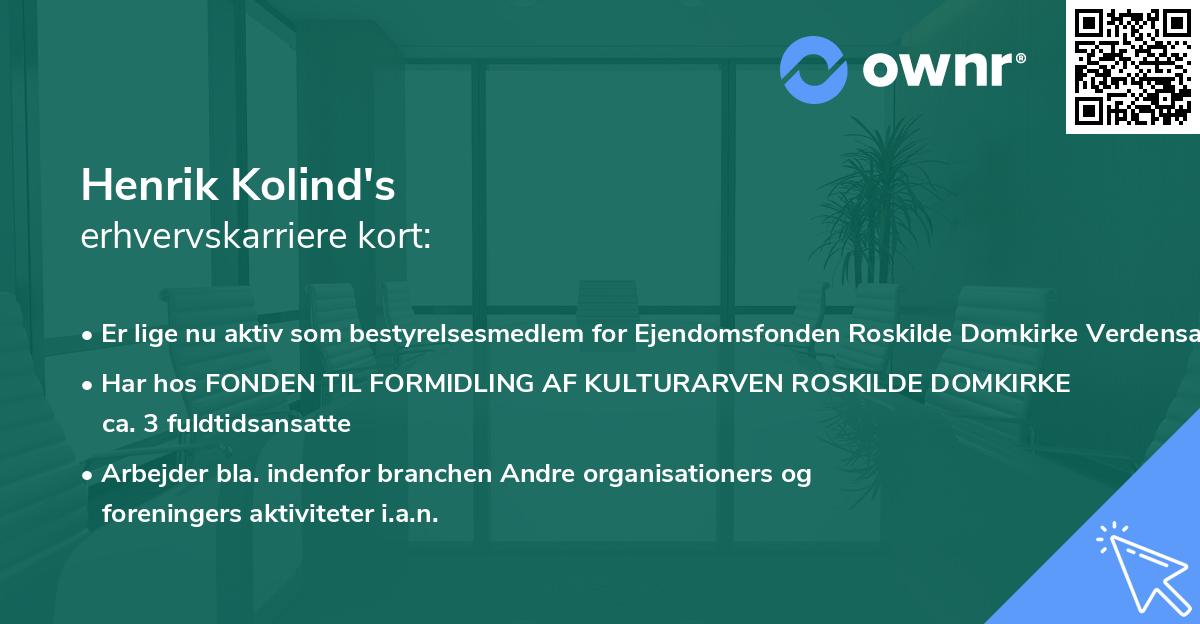 Henrik Kolind's erhvervskarriere kort