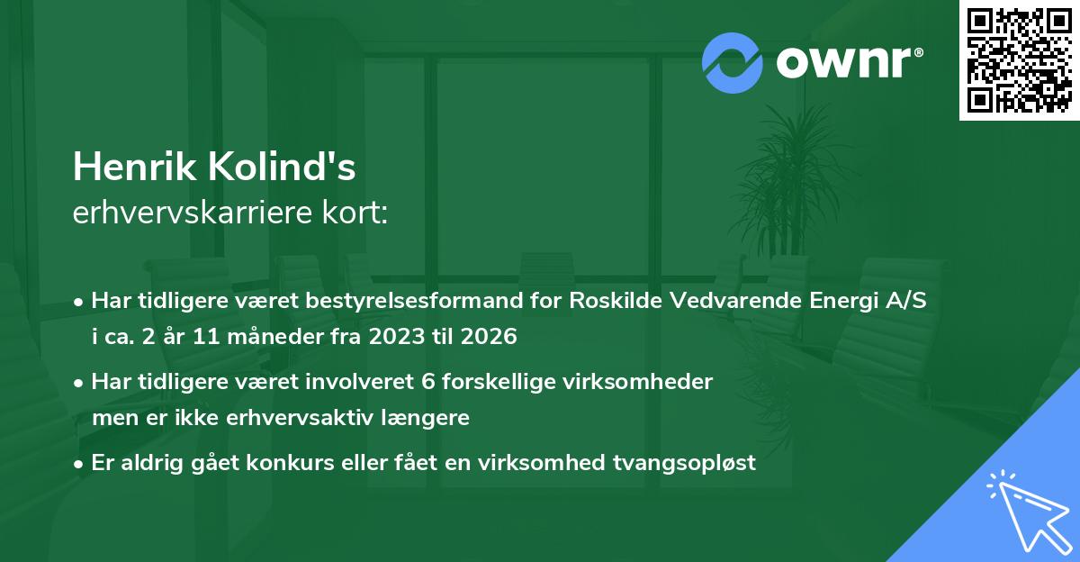 Henrik Kolind's erhvervskarriere kort