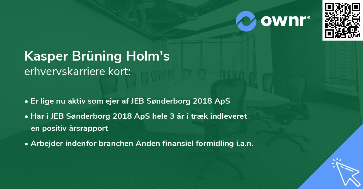 Kasper Brüning Holm's erhvervskarriere kort