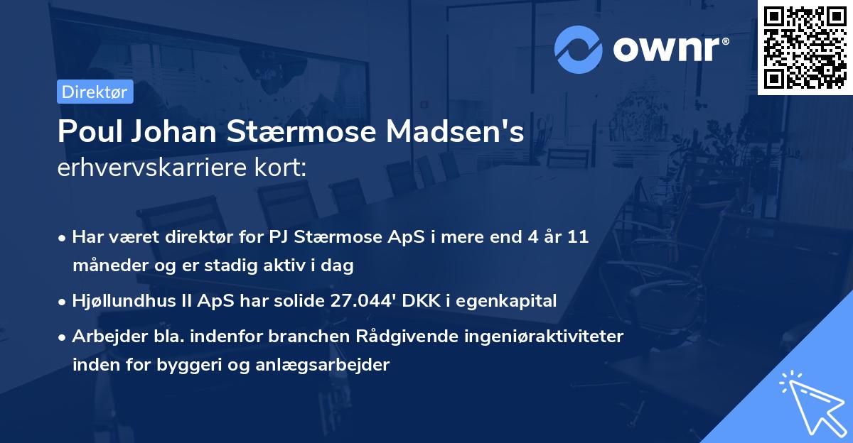 Poul Johan Stærmose Madsen's erhvervskarriere kort
