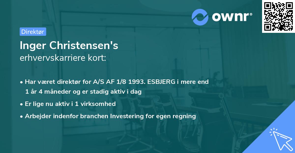 Inger Christensen's erhvervskarriere kort