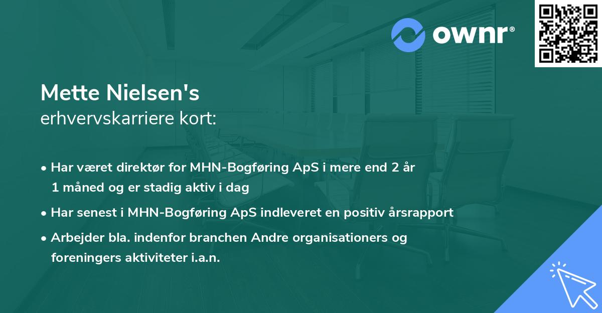 Mette Nielsen's erhvervskarriere kort