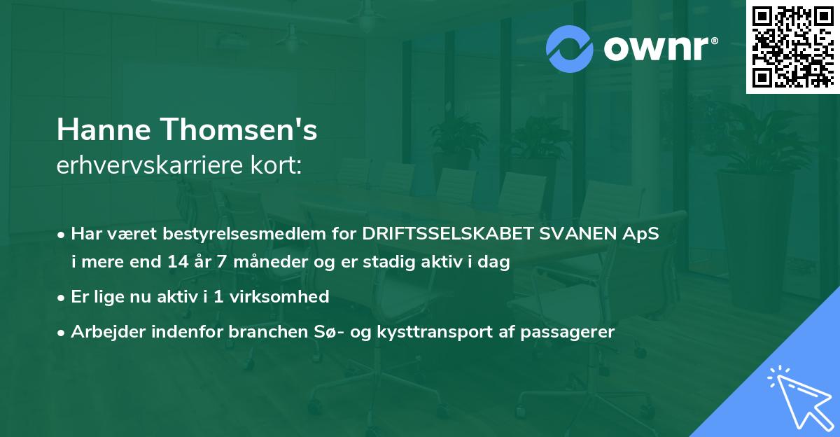 Hanne Thomsen's erhvervskarriere kort