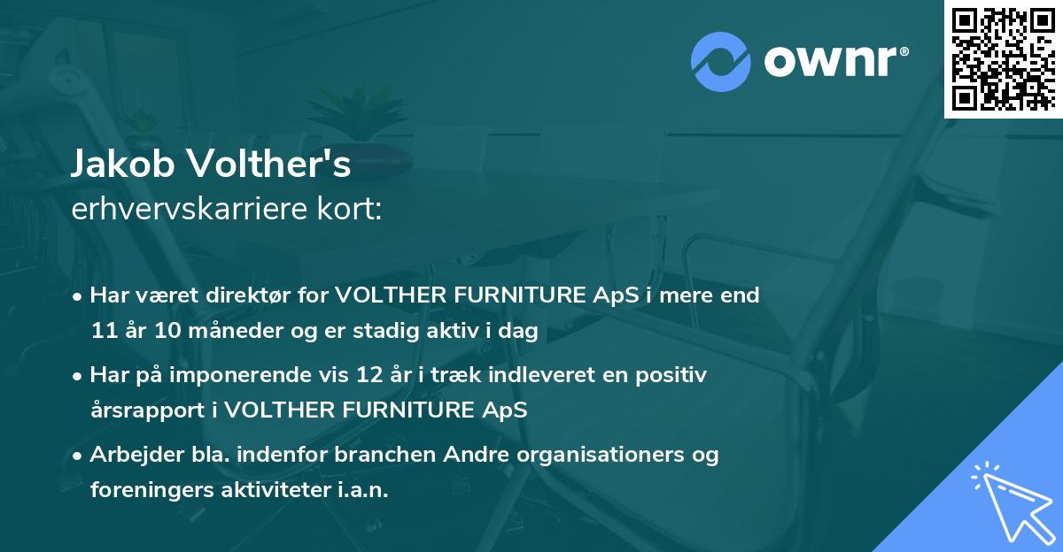 Jakob Volther's erhvervskarriere kort