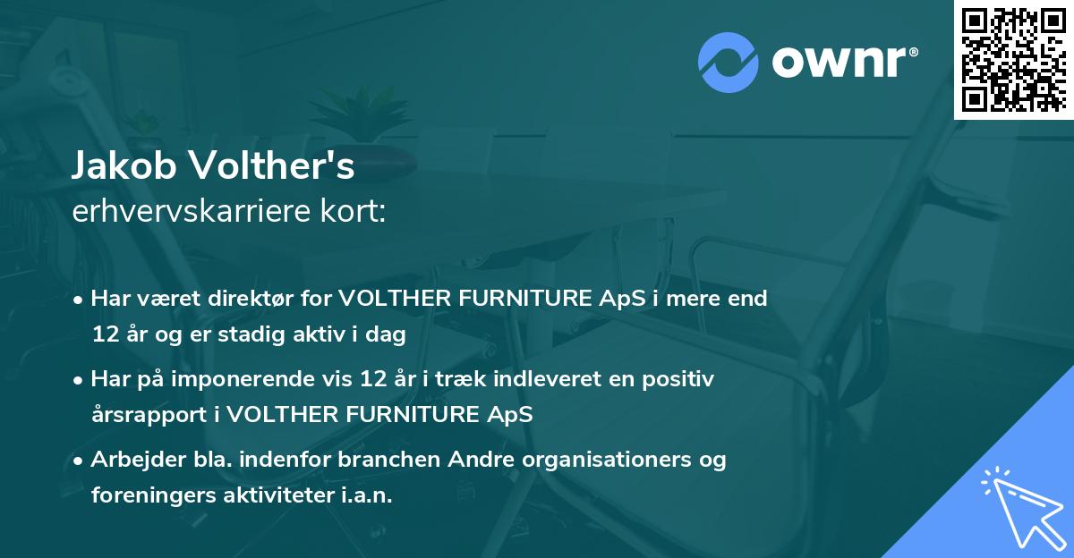 Jakob Volther's erhvervskarriere kort