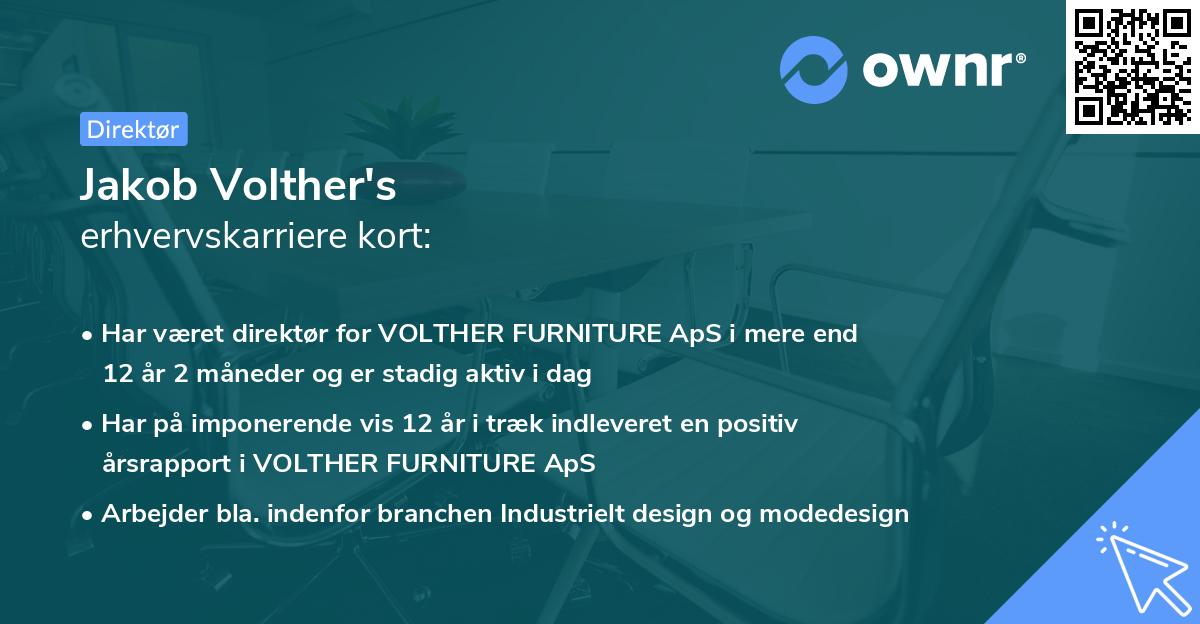 Jakob Volther's erhvervskarriere kort