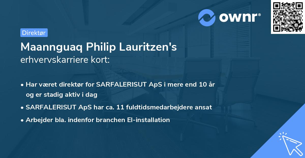 Maannguaq Philip Lauritzen's erhvervskarriere kort