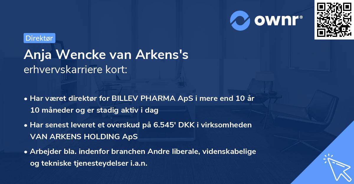 Anja Wencke van Arkens's erhvervskarriere kort