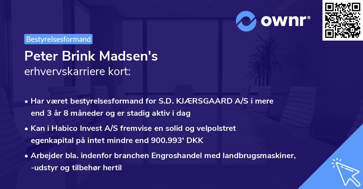Peter Brink Madsen's erhvervskarriere kort