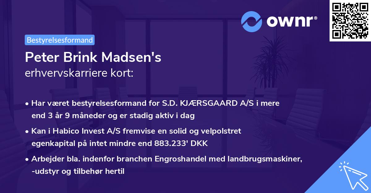 Peter Brink Madsen's erhvervskarriere kort