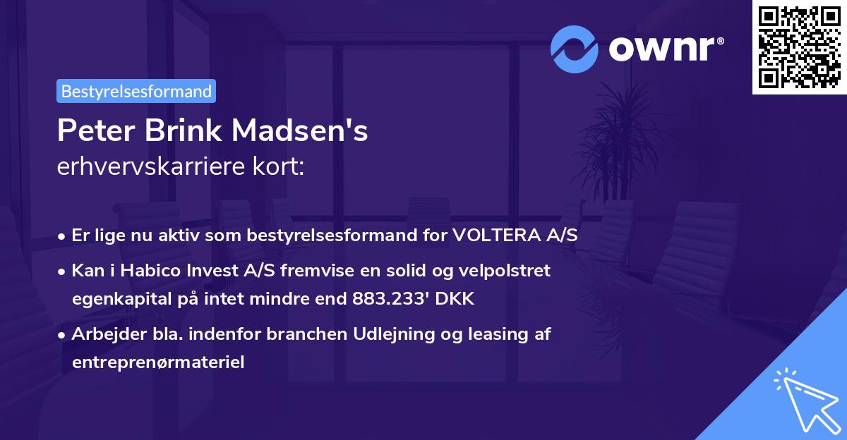 Peter Brink Madsen's erhvervskarriere kort