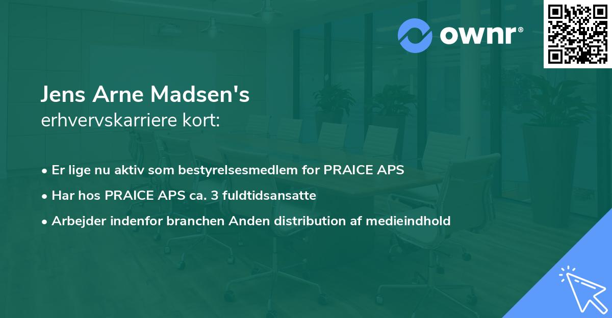 Jens Arne Madsen's erhvervskarriere kort