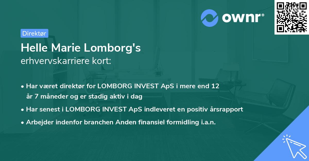 Helle Marie Lomborg's erhvervskarriere kort