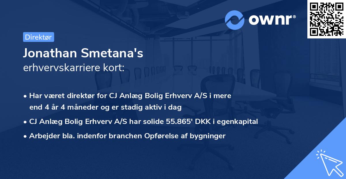 Jonathan Smetana's erhvervskarriere kort