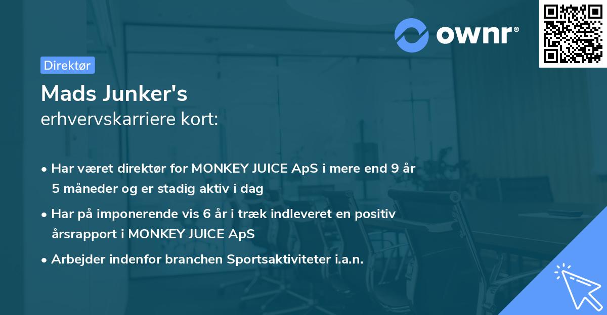 Mads Junker's erhvervskarriere kort