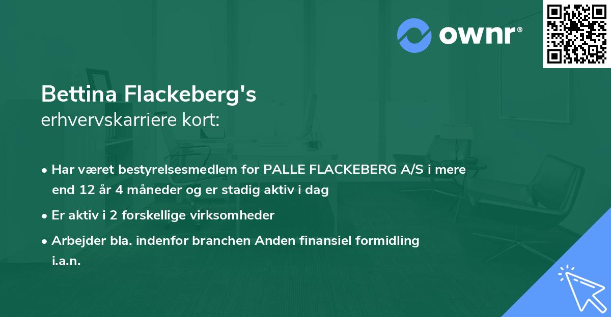 Bettina Flackeberg's erhvervskarriere kort
