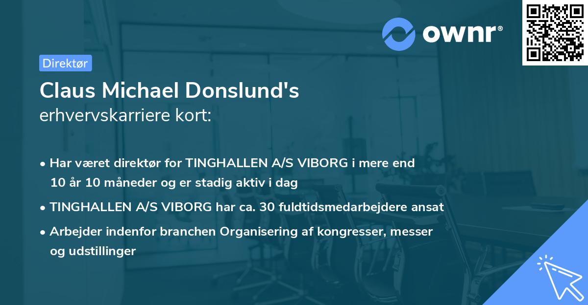 Claus Michael Donslund's erhvervskarriere kort