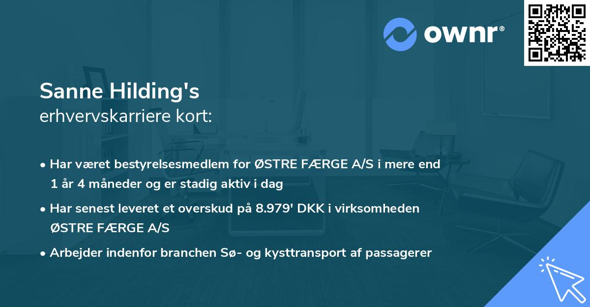 Sanne Hilding's erhvervskarriere kort