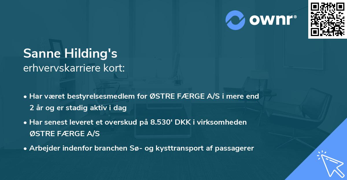 Sanne Hilding's erhvervskarriere kort
