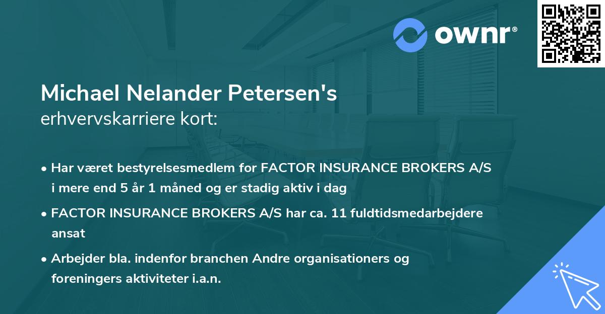 Michael Nelander Petersen's erhvervskarriere kort
