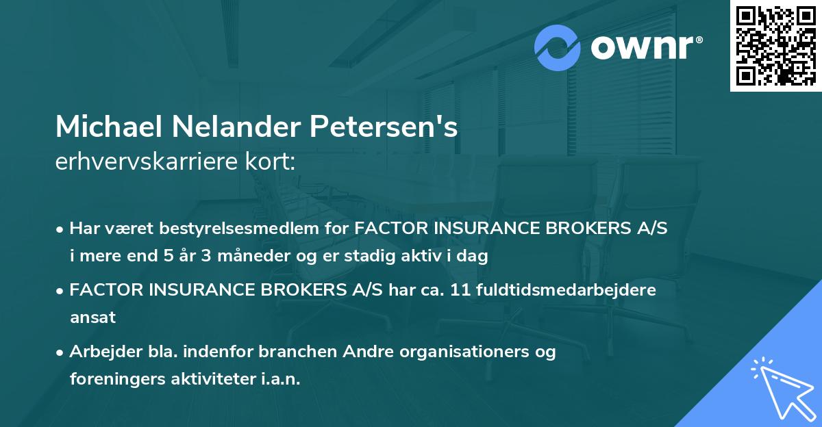 Michael Nelander Petersen's erhvervskarriere kort