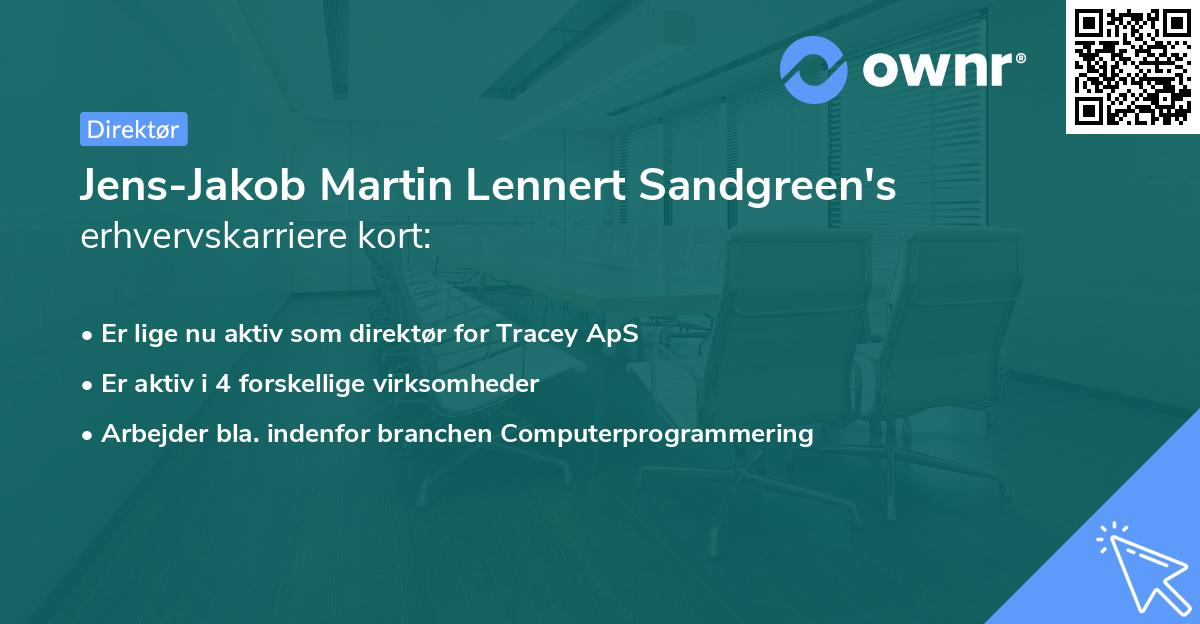 Jens-Jakob Martin Lennert Sandgreen's erhvervskarriere kort