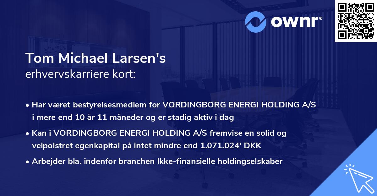 Tom Michael Larsen's erhvervskarriere kort