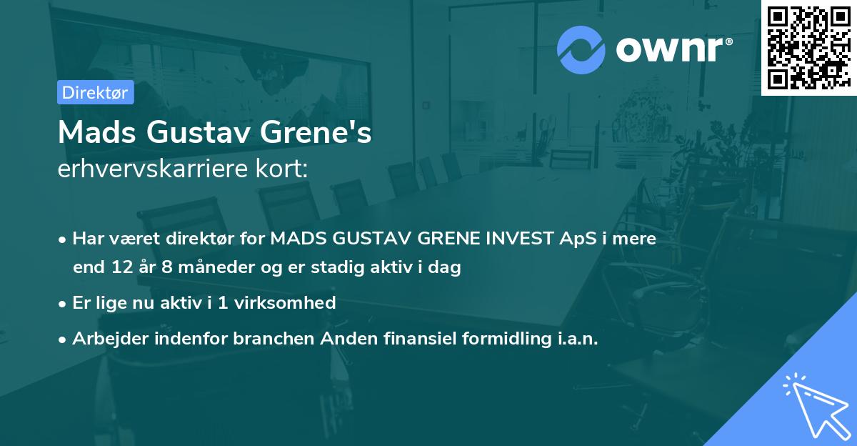 Mads Gustav Grene's erhvervskarriere kort