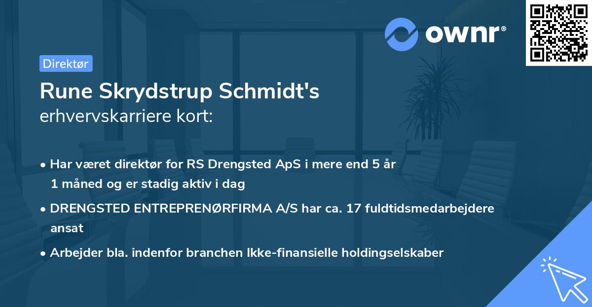 Rune Skrydstrup Schmidt's erhvervskarriere kort