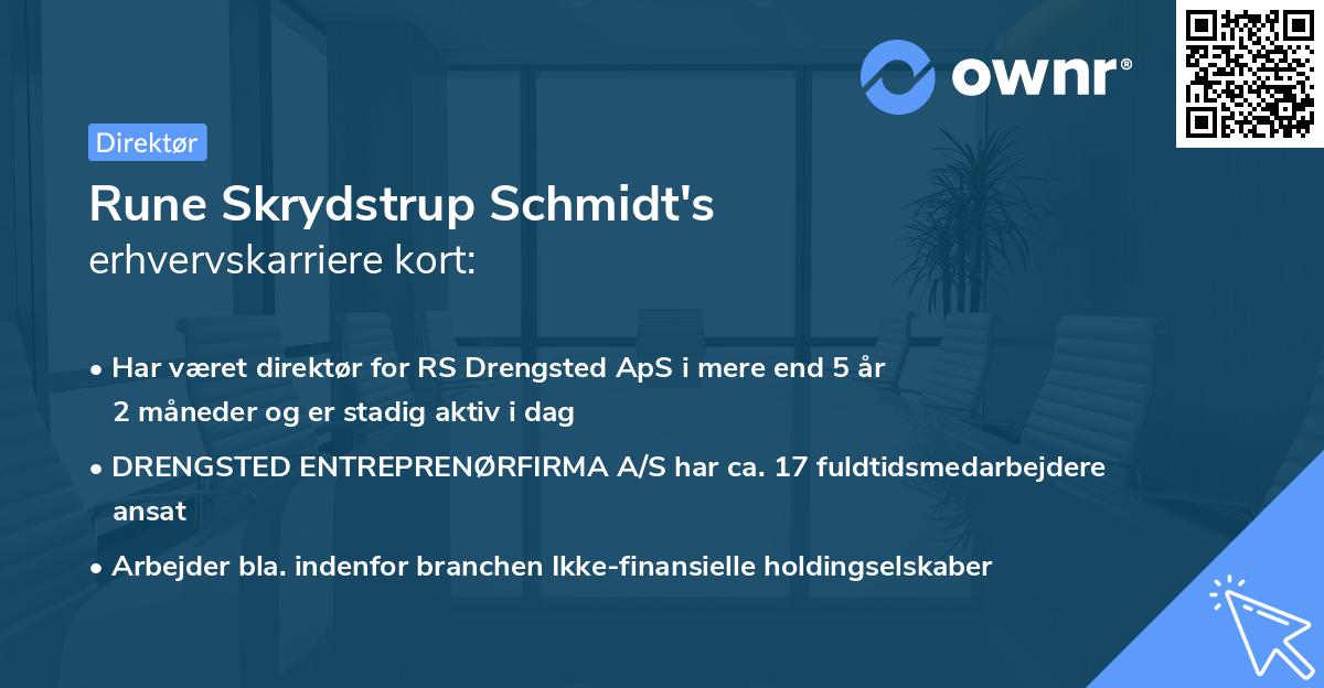 Rune Skrydstrup Schmidt's erhvervskarriere kort