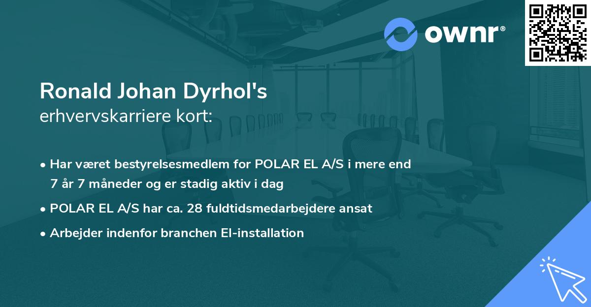 Ronald Johan Dyrhol's erhvervskarriere kort
