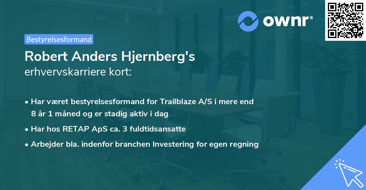 Robert Anders Hjernberg's erhvervskarriere kort
